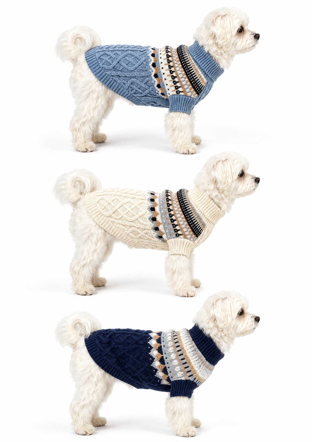 Knitted Linen Dog Sweater with Classic Collar
