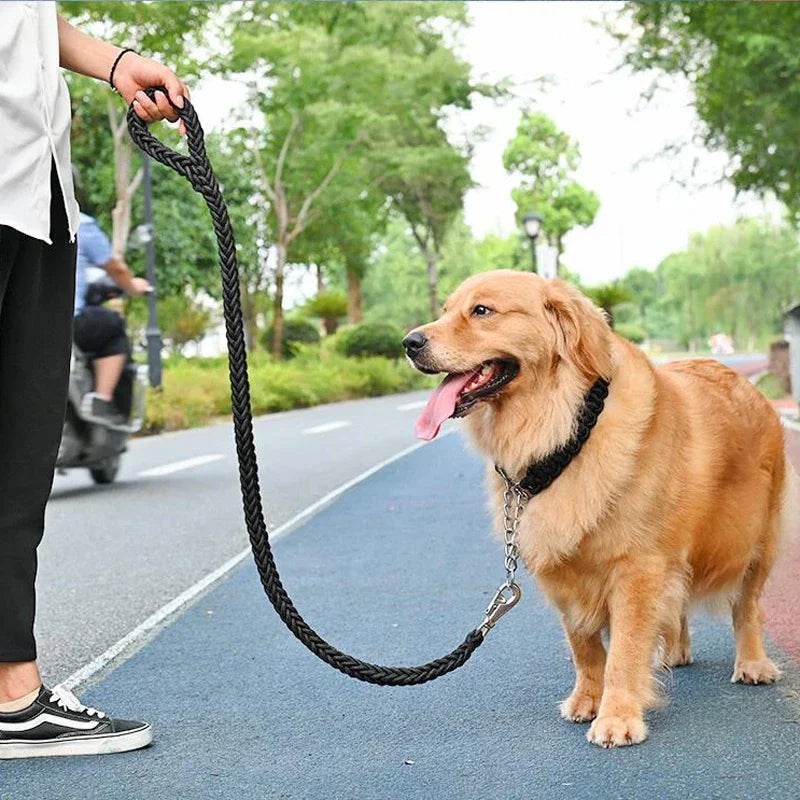 4.5Ft Heavy Duty Large Dog Leash Durable Nylon Braided Lead for Small Medium Big Dogs Walking Hunting Camping Pet Accessories